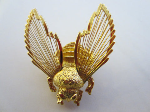 Monet Golden Bumble Bee Brooch - Designer Unique Finds 
 - 1