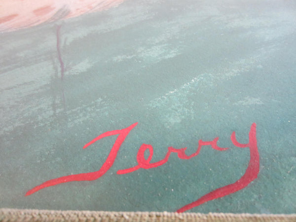 The Cocktail Hour Titled by Wayne Terry Watercolor Signed Portrait - Designer Unique Finds 