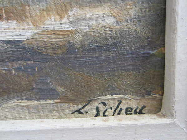 Leonard Scheu Signed Landscape Titled October Oil on Canvas - Designer Unique Finds 