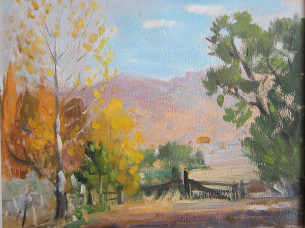 Leonard Scheu Signed Landscape Titled October Oil on Canvas - Designer Unique Finds 