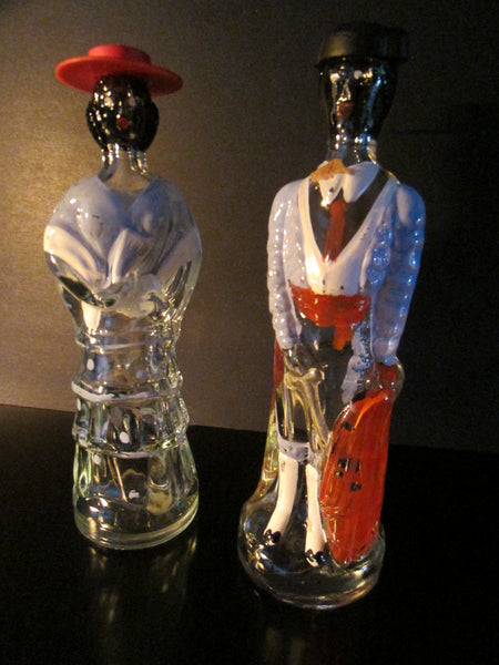 Malaga Spain Matador Senor Senorita Abstract Glass Bottles - Designer Unique Finds 