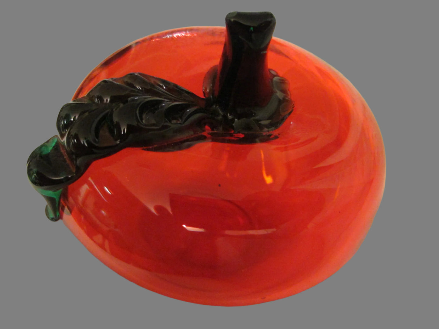 Red Glass Stemmed Apple Paperweight 