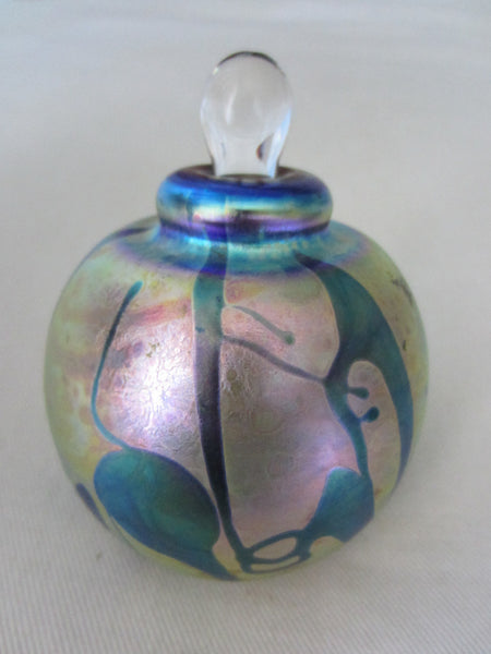 Designer Eichholt Iridescent Abstract Studio Glass Signed 1983 Perfume Bottle - Designer Unique Finds 
 - 5