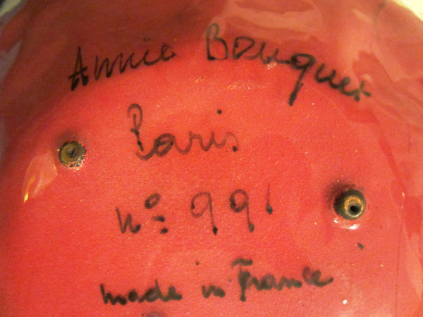 Annie Bouquet Paris Contemporary Painted Glass On Copper Signed French Bowl - Designer Unique Finds 