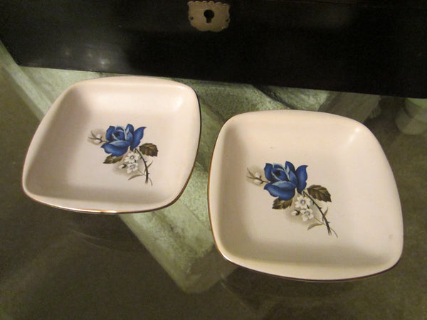 Flora Keramiek Gouda Holland Blue Rose Porcelain Trays - Designer Unique Finds 