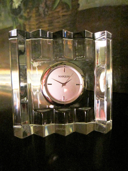 Marquis By Waterford Crystal Desk Clock Japan Movement - Designer Unique Finds 