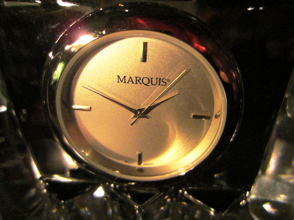 Marquis By Waterford Crystal Desk Clock Japan Movement - Designer Unique Finds 