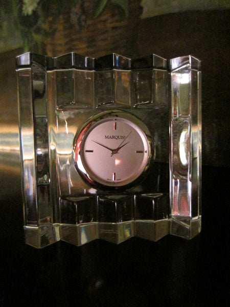 Marquis By Waterford Crystal Square Desk Clock Quartz Japan Movement