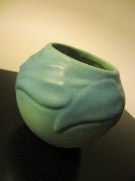 Van Briggle Ceramic Vase Leaf Decorated Green Bowl - Designer Unique Finds 