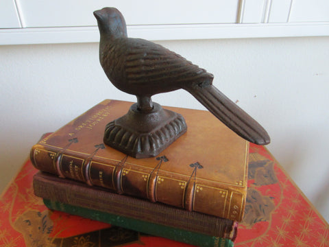 Cast Iron Monumental Bird Singed Sculpture - Designer Unique Finds 