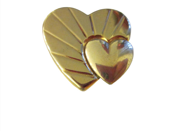 Loris Azzaro Golden Hearts Signed Brooch - Designer Unique Finds 