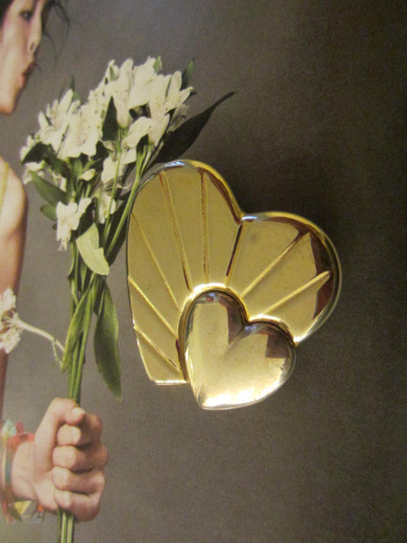 Loris Azzaro Hearts Golden Brooch Silver Accent - Designer Unique Finds 
 - 1