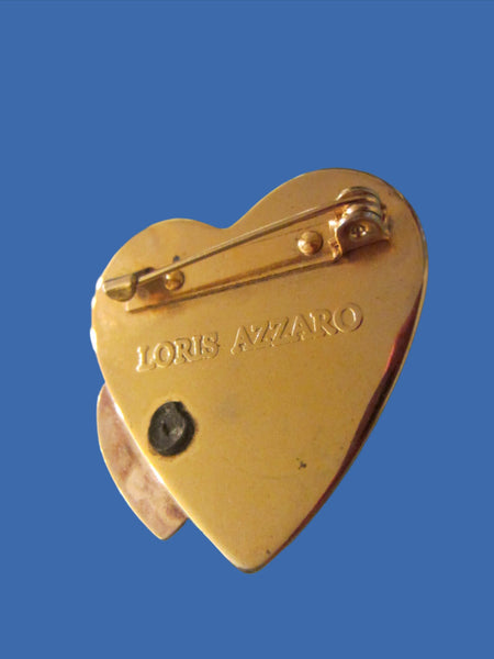 Loris Azzaro Hearts Golden Brooch Silver Accent - Designer Unique Finds 
 - 2