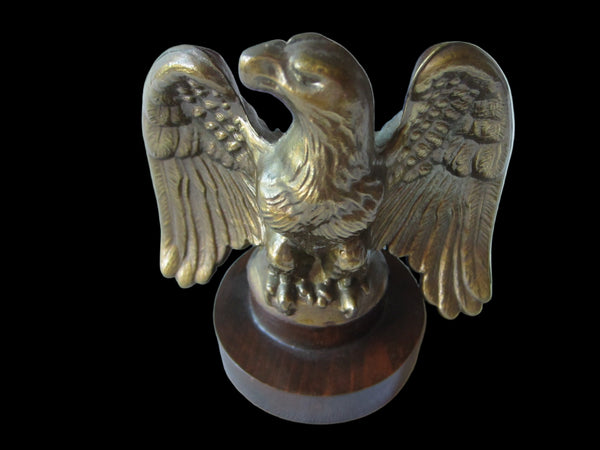 Bronze Eagle Candle Holder Circular Mahogany Stand