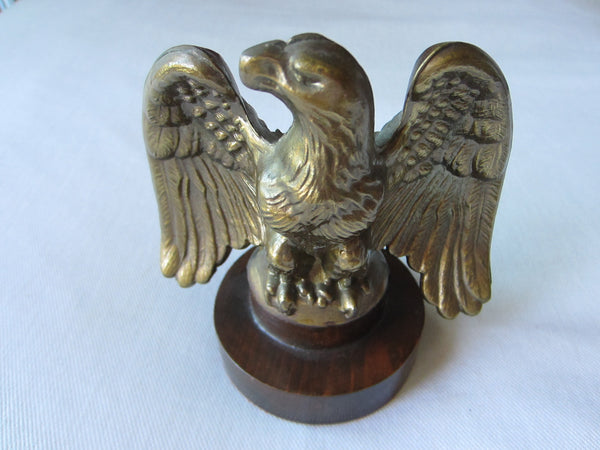 Bronze Eagle Candle Holder Circular Mahogany Stand