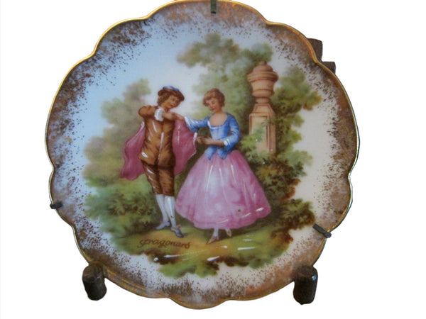 A Limoges Romantic Porcelain Plate Enameled Decorated Signed Fragonard - Designer Unique Finds 
 - 1