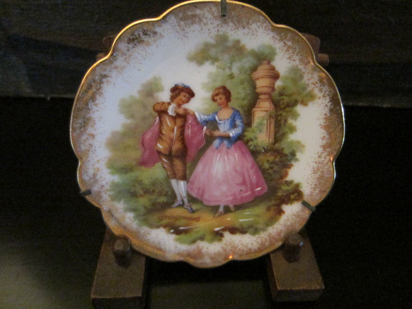 Limoges Romantic Signed Fragonard Porcelain Small Plate - Designer Unique Finds 