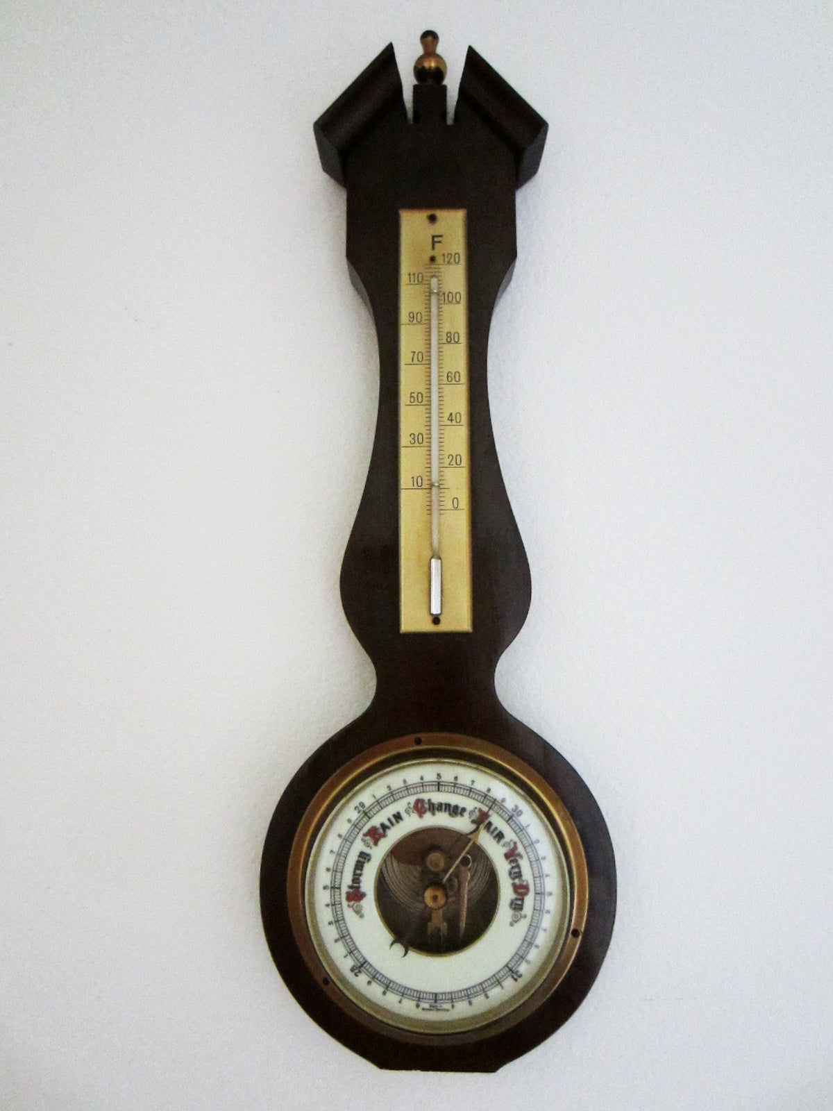 Unique Barometer Western Germany Barometer Banjo Style Mahogany Wall Thermometer ...