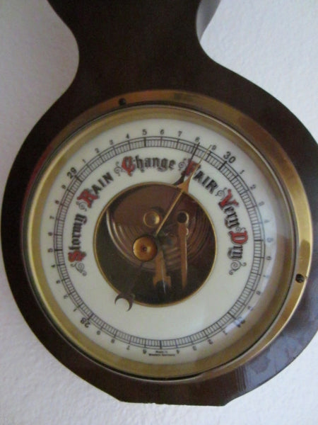 Banjo Style Mahogany Wall Barometer Thermometer Western Germany - Designer Unique Finds 
 - 4
