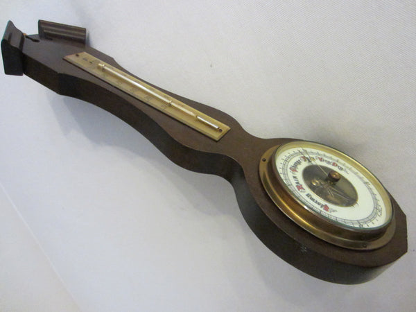 Banjo Style Mahogany Wall Barometer Thermometer Western Germany - Designer Unique Finds 
 - 3