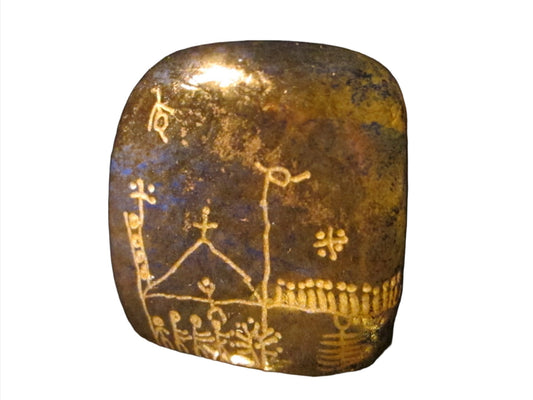 Folk Art Glass Textured Paperweight Figurative Primitive Abstract Art - Designer Unique Finds 
 - 1