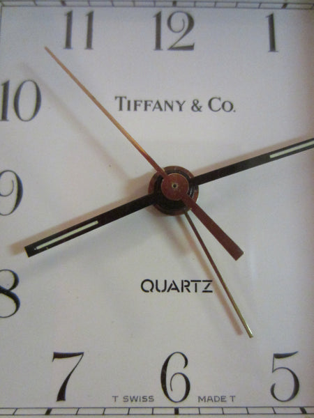 Tiffany & Co Alarm Clock Switzerland Square Brass Quartz - Designer Unique Finds 