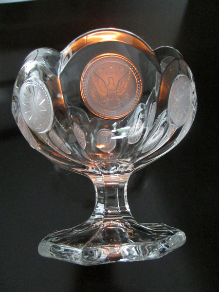 Fostoria Jelly Stem Glass Compote Bowl Frost Coins - Designer Unique Finds 
 - 4