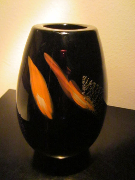 Dino Martens Murano Black Glass Vase Abstract Gold Inclusion - Designer Unique Finds 
 - 5