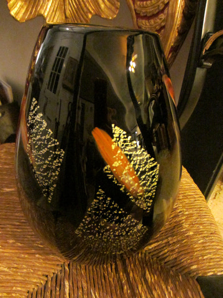 Dino Martens Murano Black Glass Vase Abstract Gold Inclusion - Designer Unique Finds 
 - 4